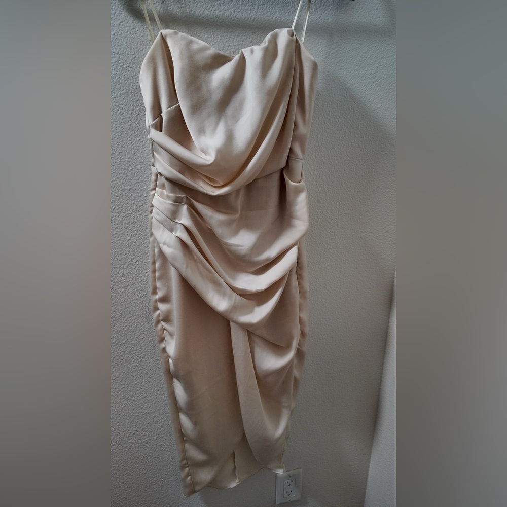 Elegant Cream Draped Dress
